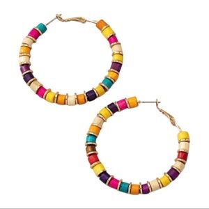 Colorful Beaded Hoop Earrings